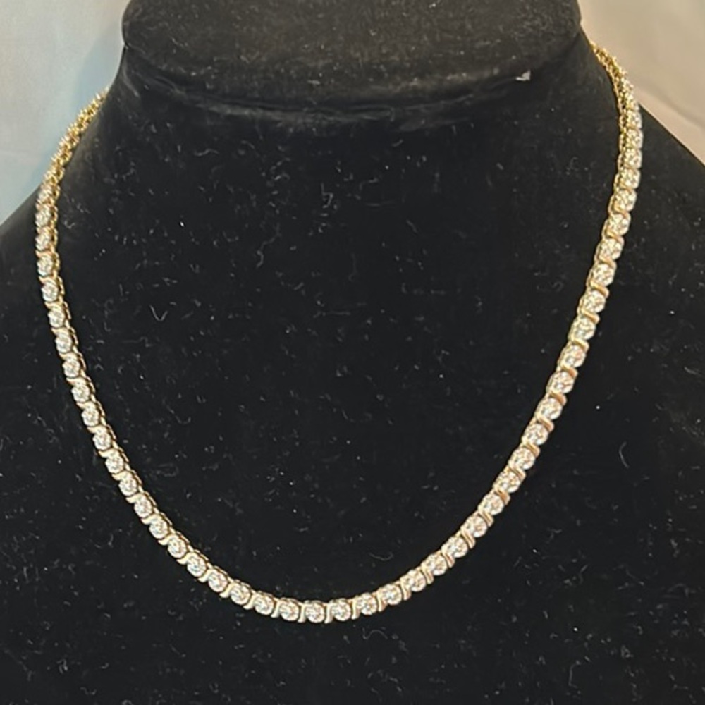 Gold-Tone Crystal Tennis Necklace - Elegant Women’s Jewelry
